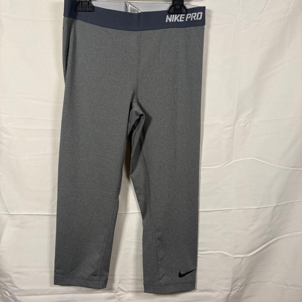 Nike Pro Dri-FIT Womens Heather Gray Training Leggings Capri Pants Size Medium M